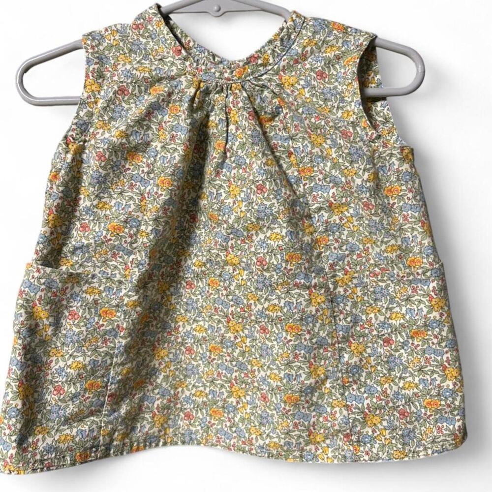 6-9 months handmade floral baby dress smocked neckline newborn baby girl